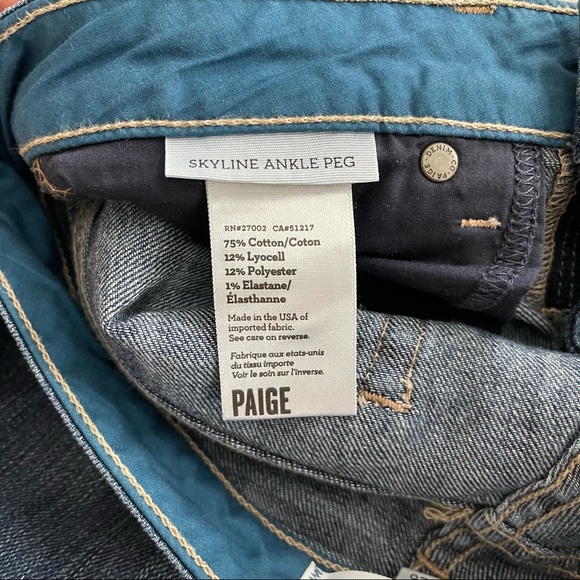 Paige Skyline Peg Denim Jeans Low Rise - Picture 9 of 10